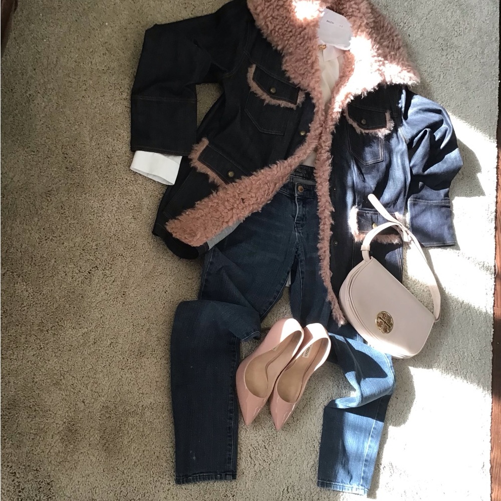 Shearling Denim jacket, BNWT, AVEC LES FILLES jacket, Size M, - Picture 7 of 9
